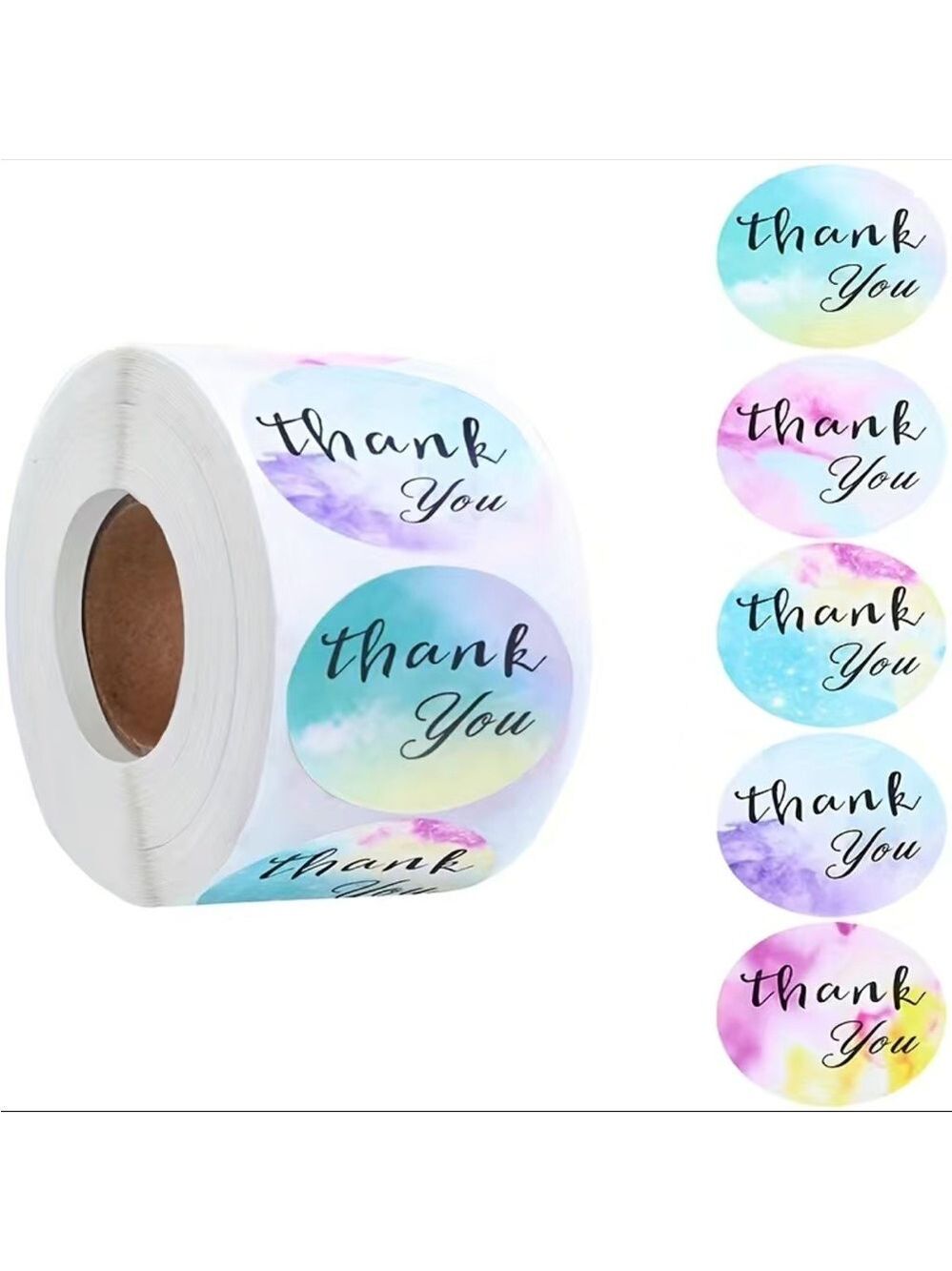 500 1”  Roll Rainbow Watercolor Sky Thank You Stickers PRICE IS FIRM